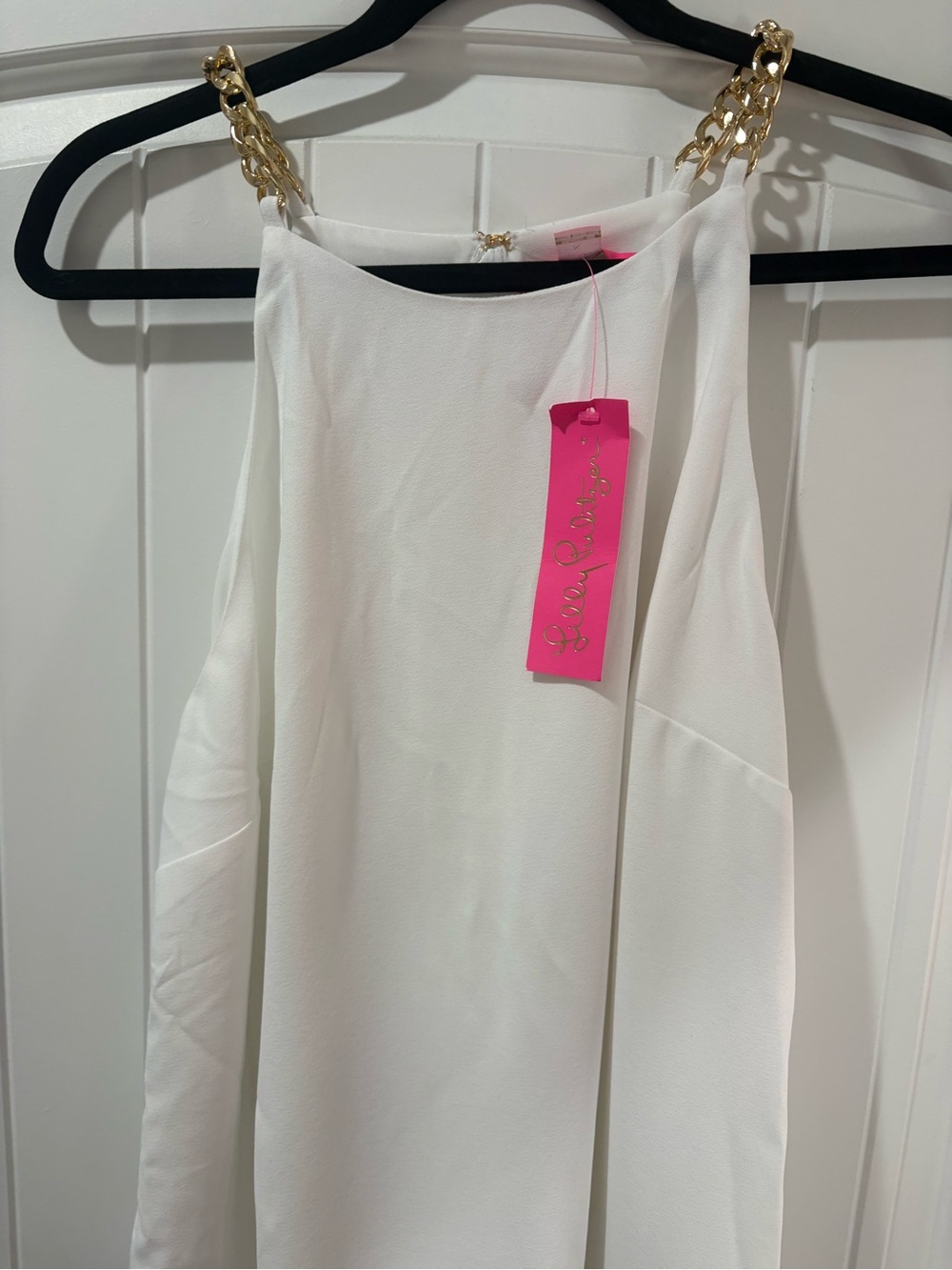 Lilly Pulitzer White Camisole with Gold Chain Straps